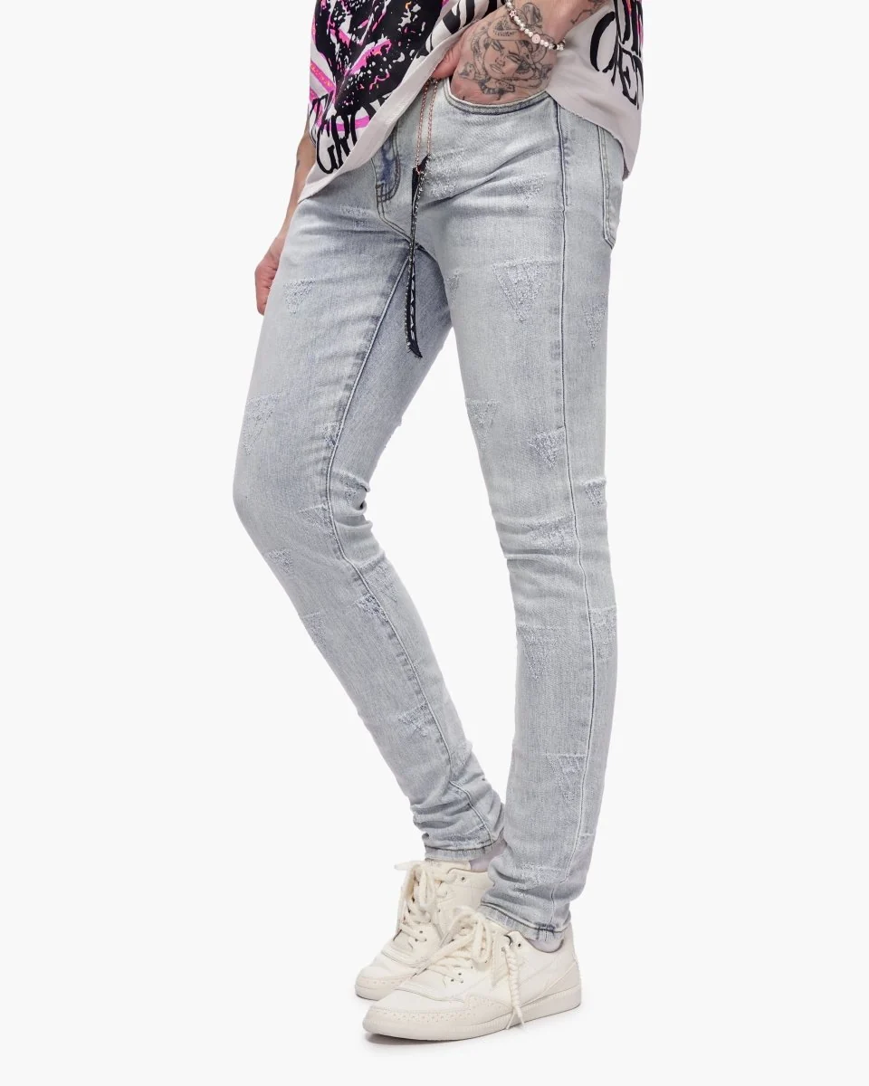 Valabasas Tonal Logo Jeans - Reinforced Stitching Light Blue Wash - Image 3