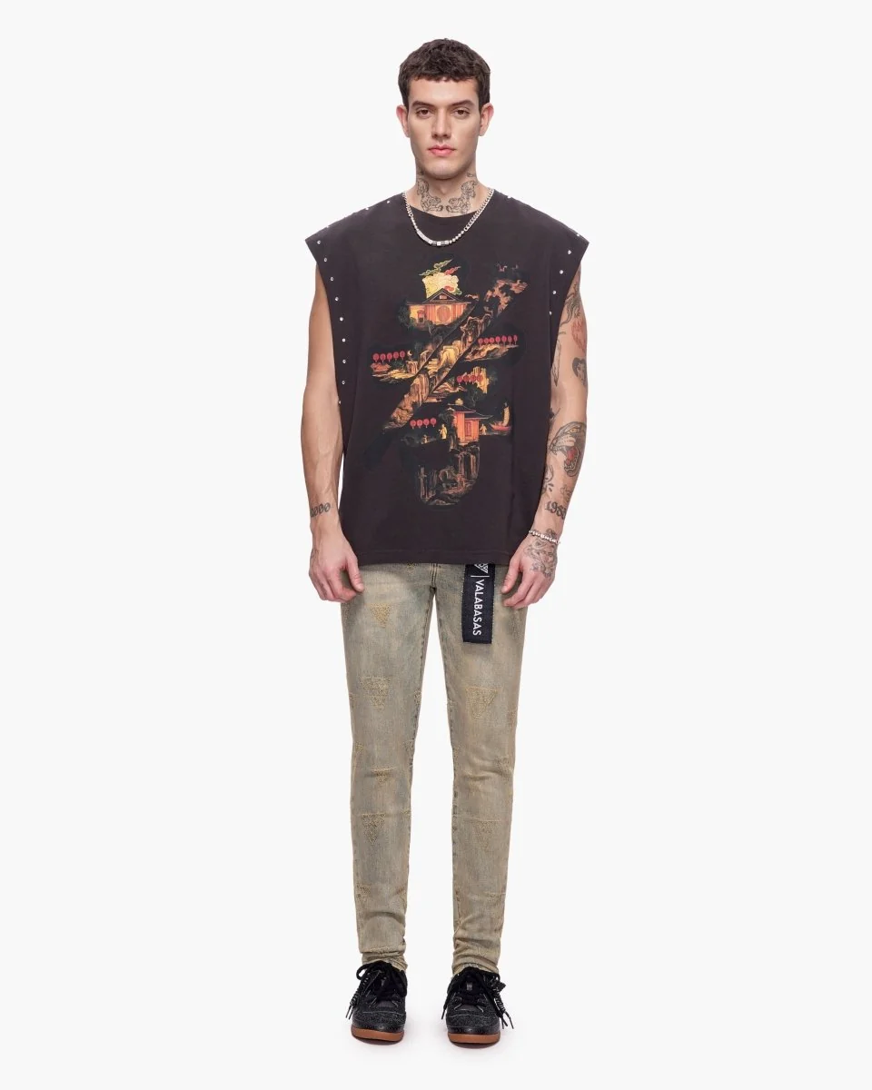 Valabasas Tonal Motif Jeans - Reinforced Stitching Vintage Wash - Image 10