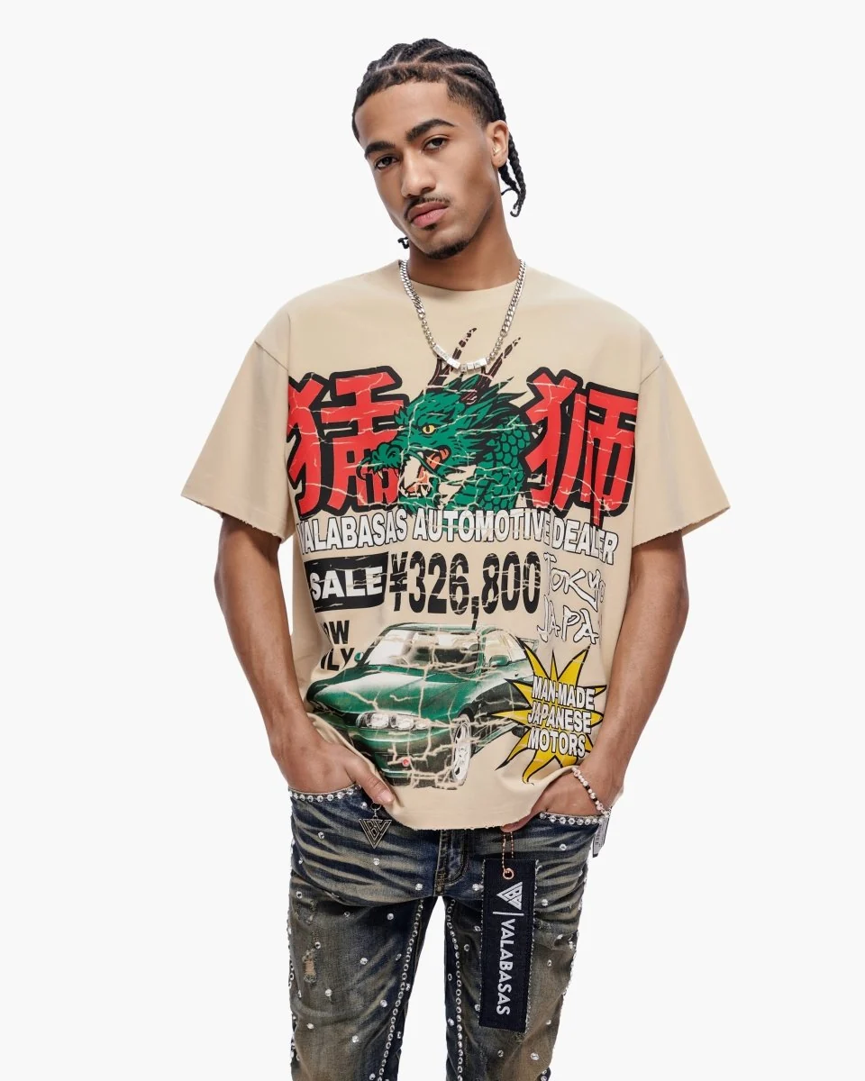 Valabasas Japanese Motors Tee - Graphic Beige - Image 2