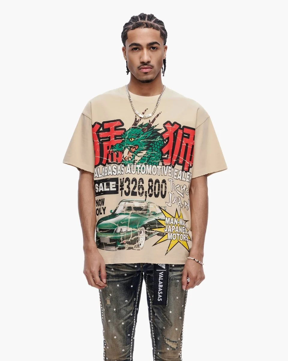 Valabasas Japanese Motors Tee - Graphic Beige - Image 3