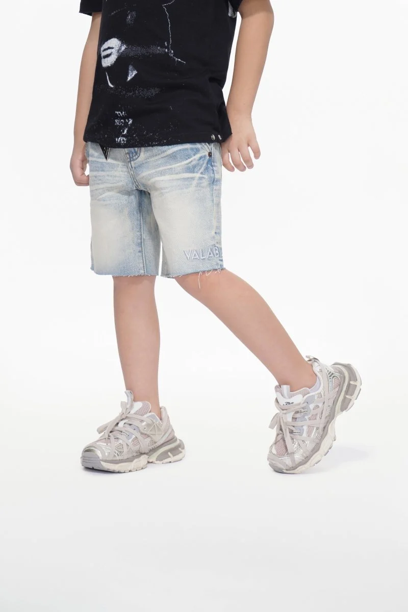 Valabasas Raw Youth Shorts - Raw Hem Light Wash - Image 3