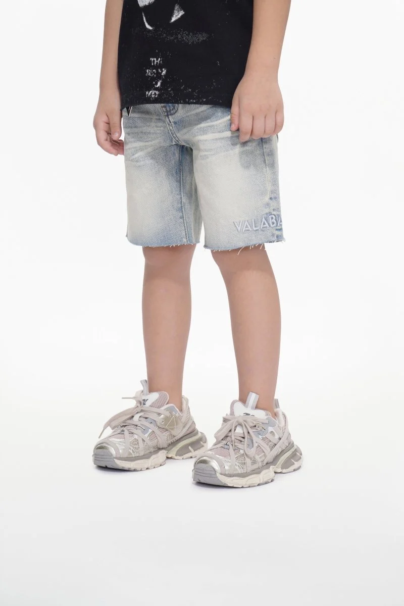Valabasas Raw Youth Shorts - Raw Hem Light Wash - Image 9