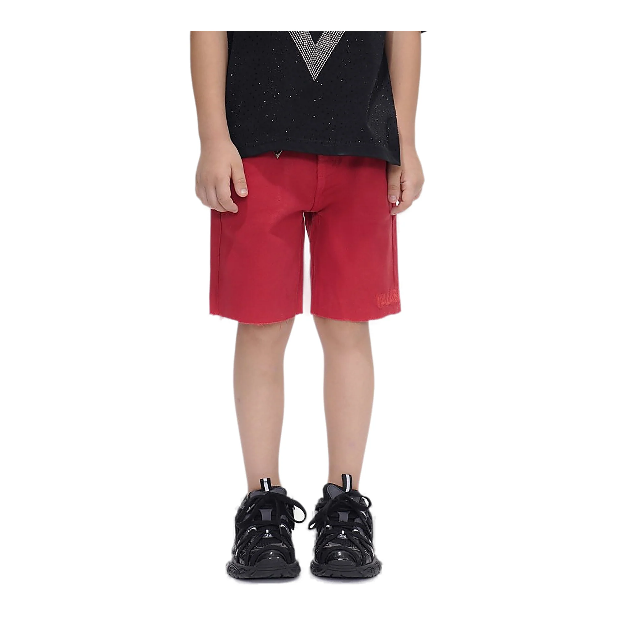 Valabasas Edge Kids Shorts - Raw Hem Red Waxed