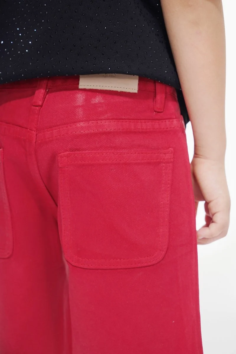 Valabasas Edge Kids Shorts - Raw Hem Red Waxed - Image 7