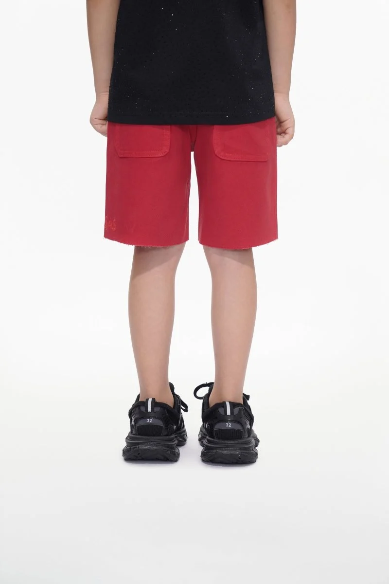 Valabasas Edge Kids Shorts - Raw Hem Red Waxed - Image 8