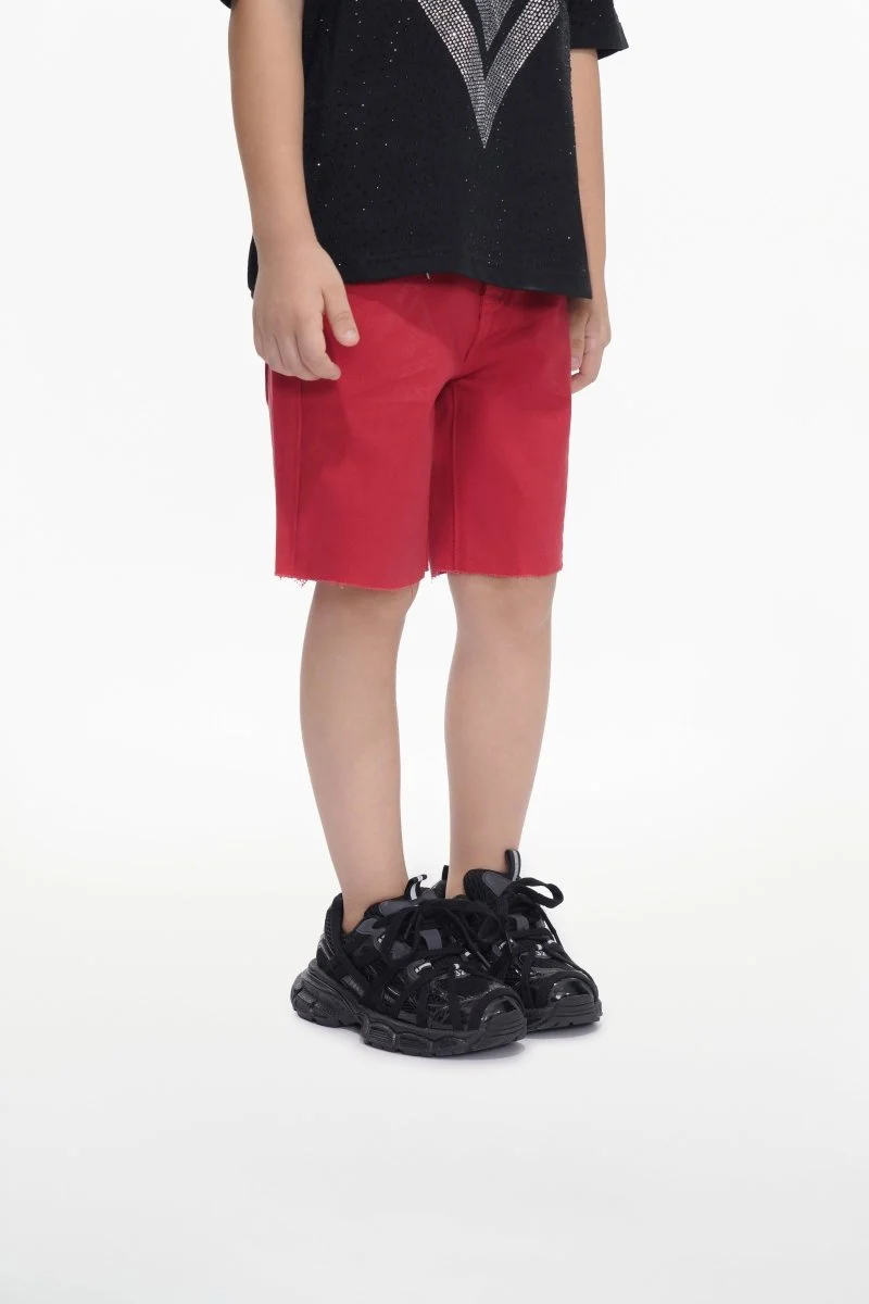 Valabasas Edge Kids Shorts - Raw Hem Red Waxed - Image 9