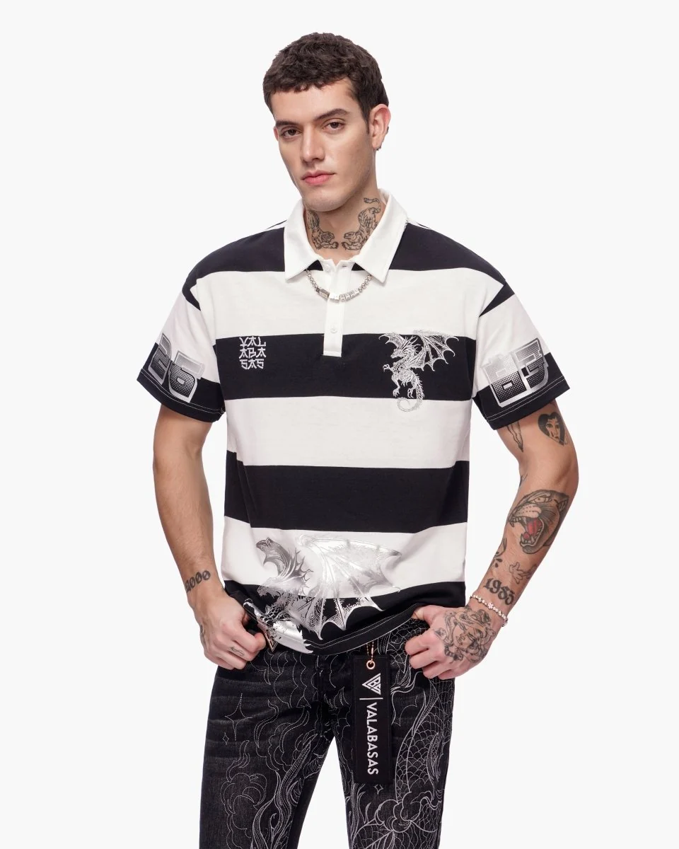Valabasas Dragon Shirt - Graphic Black White Silver - Image 5