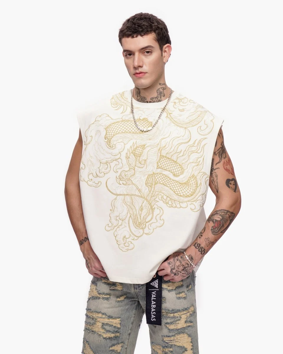 Valabasas Dragon T-Shirt - Raw Edge White - Image 5