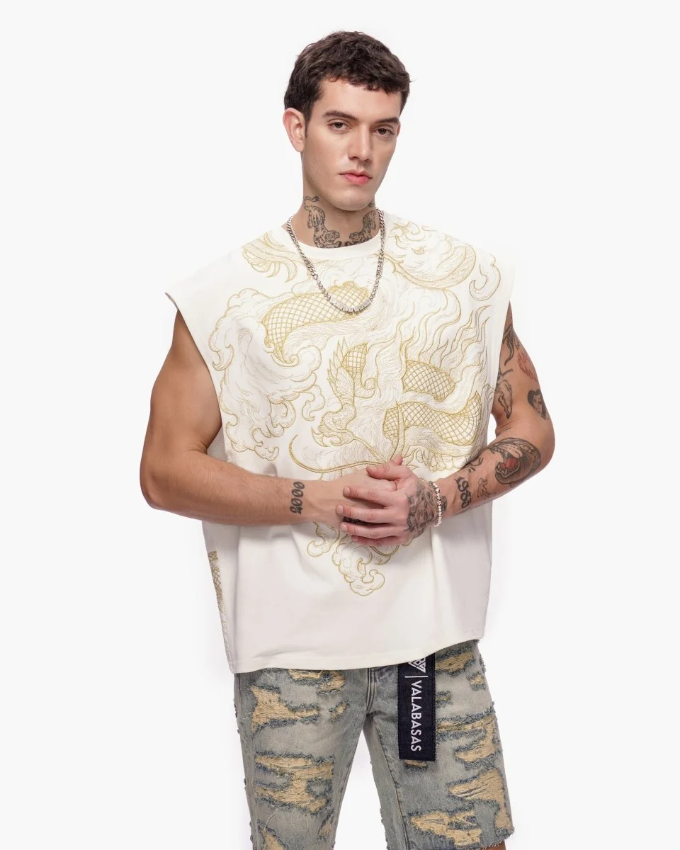 Valabasas Dragon T-Shirt - Raw Edge White - Image 7
