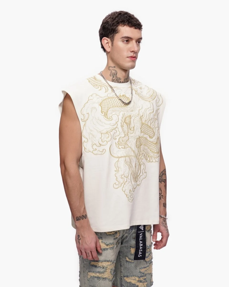 Valabasas Dragon T-Shirt - Raw Edge White - Image 8