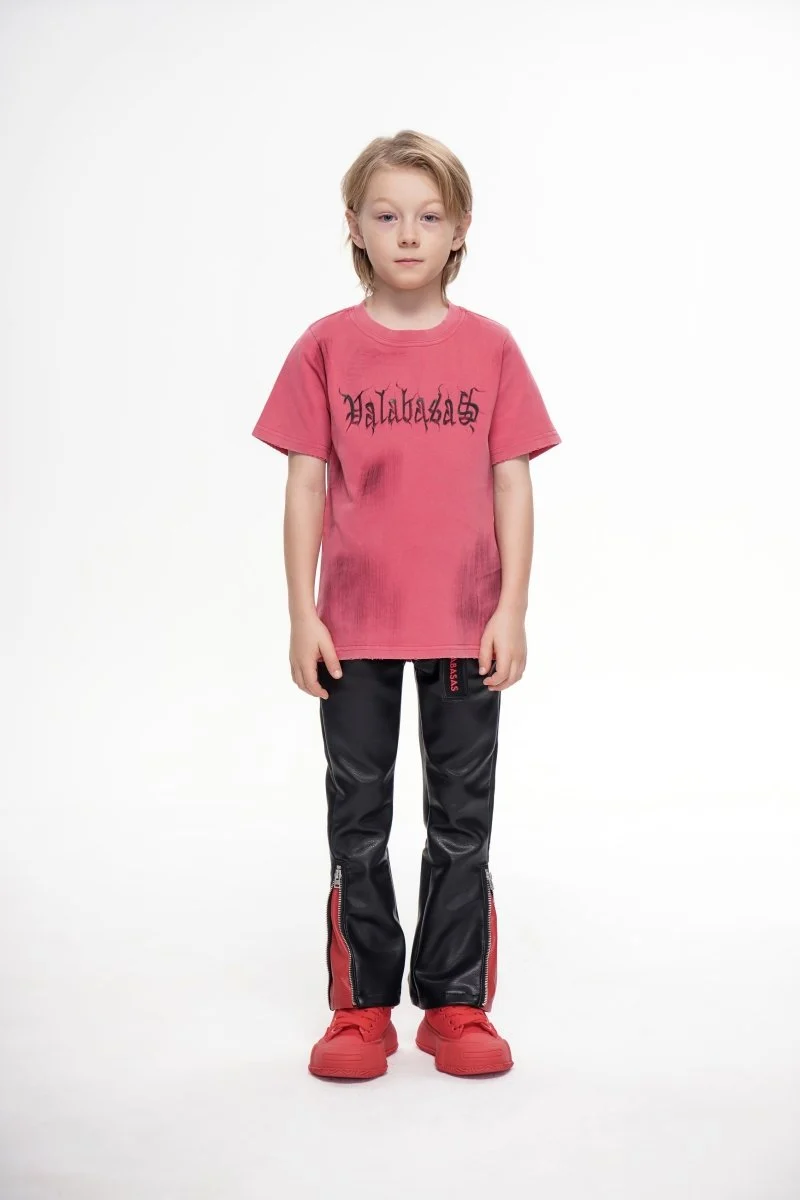 Valabasas Zipper Youth Jeans - Side Zipper Black/Red - Image 11