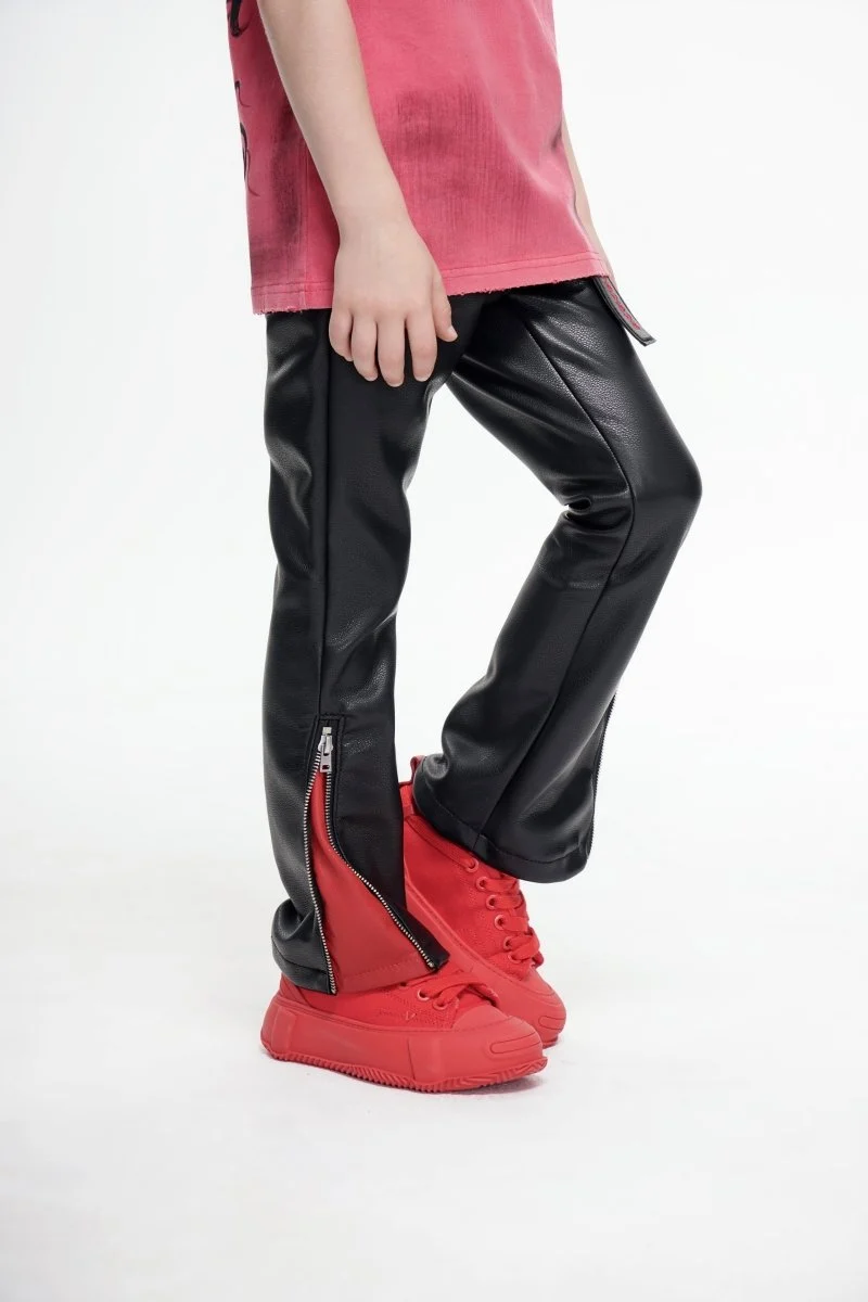 Valabasas Zipper Youth Jeans - Side Zipper Black/Red - Image 2