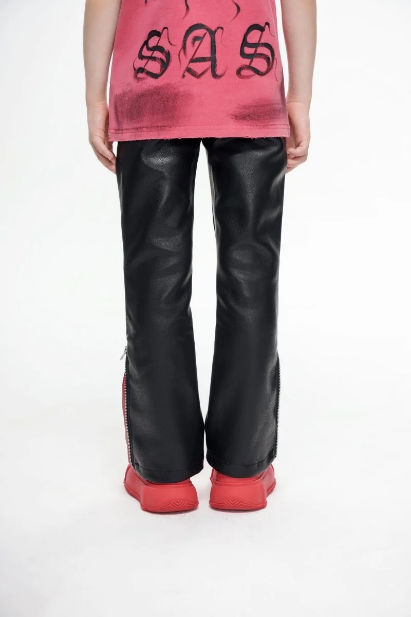Valabasas Zipper Youth Jeans - Side Zipper Black/Red - Image 5
