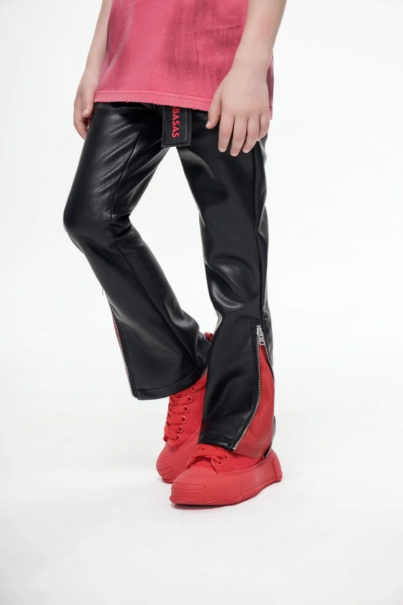 Valabasas Zipper Youth Jeans - Side Zipper Black/Red - Image 6