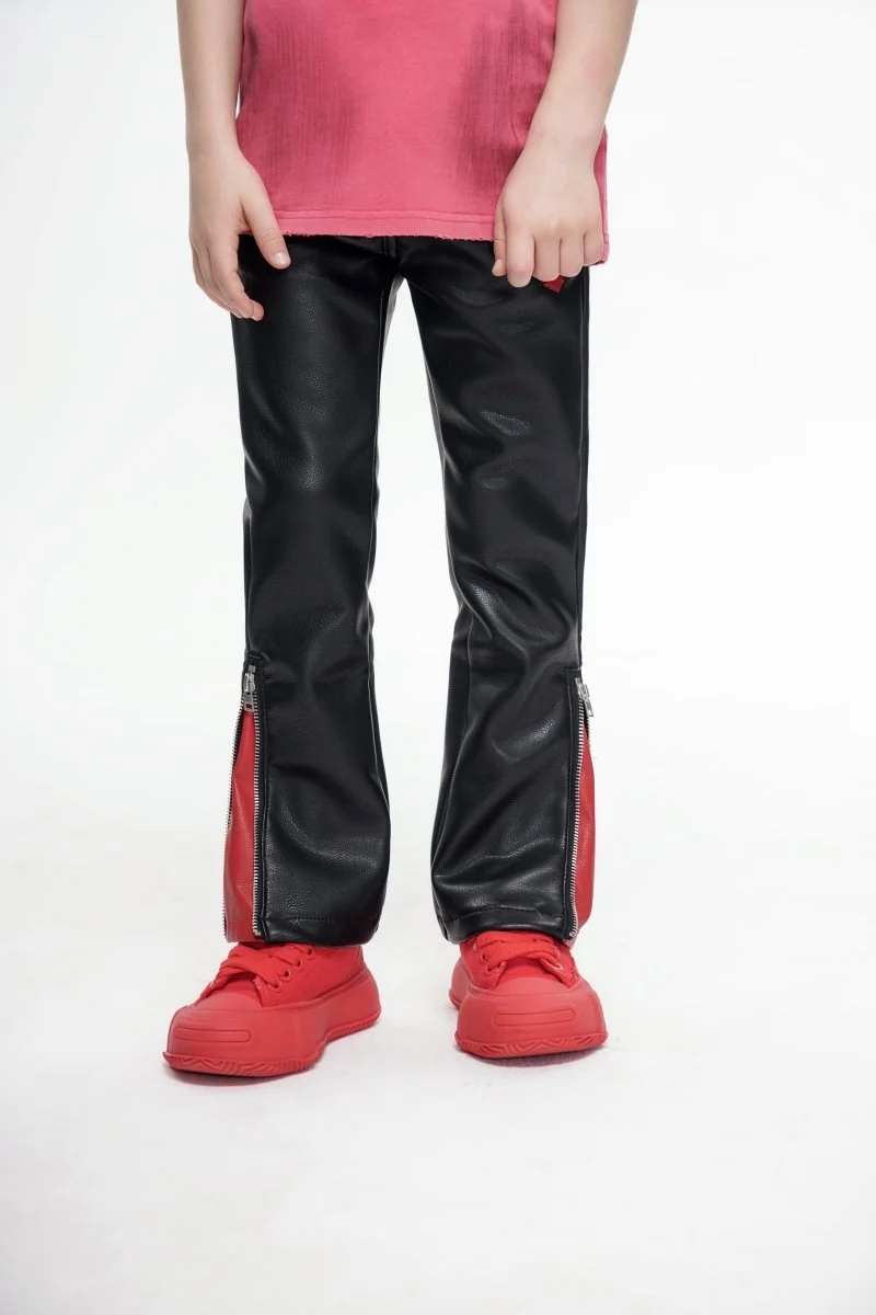 Valabasas Zipper Youth Jeans - Side Zipper Black/Red - Image 8