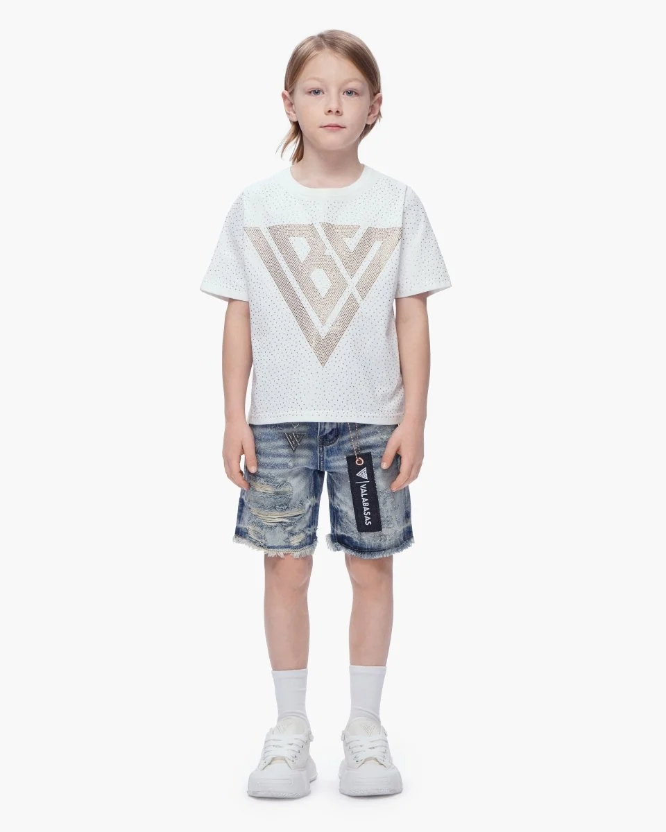 Valabasas Tag Youth Shorts - Raw Hem Blue Washed - Image 10