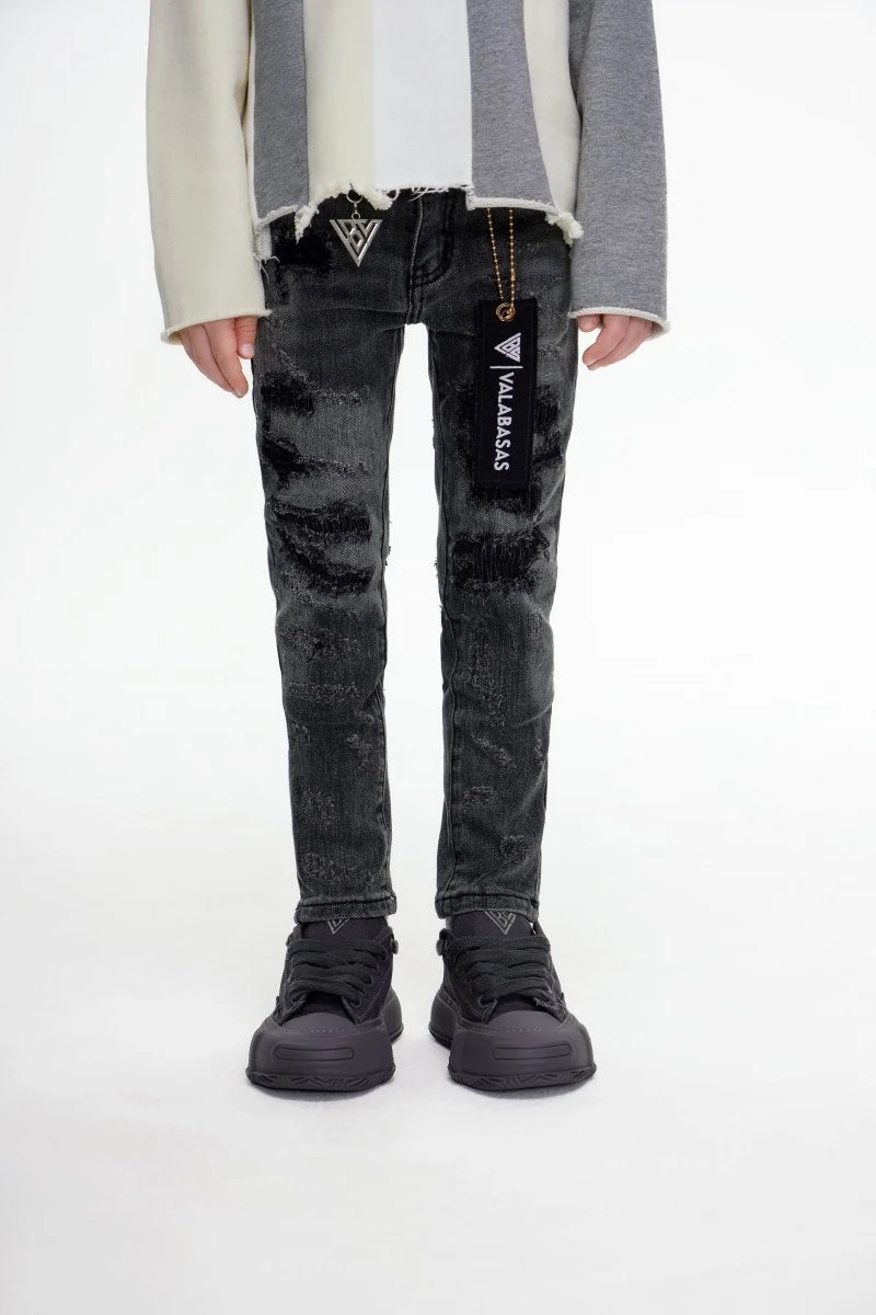 Valabasas Patch Youth Jeans - Skinny Fit Grey - Image 4