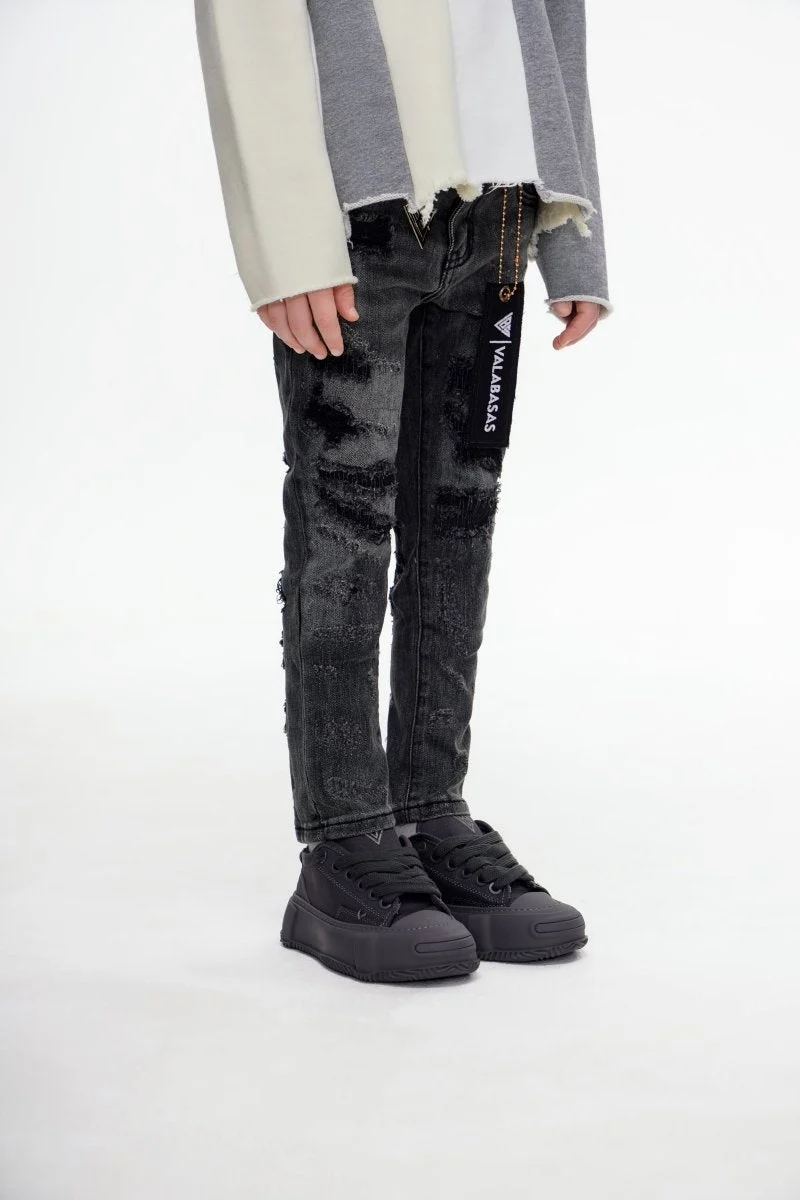 Valabasas Patch Youth Jeans - Skinny Fit Grey - Image 7