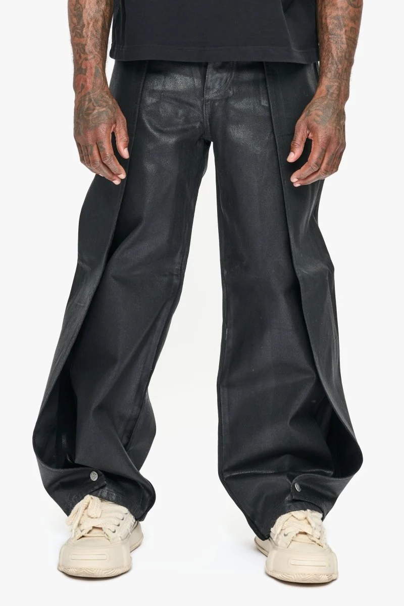 Valabasas Kuni Jeans - Snap Cuffs Black Waxed - Image 2