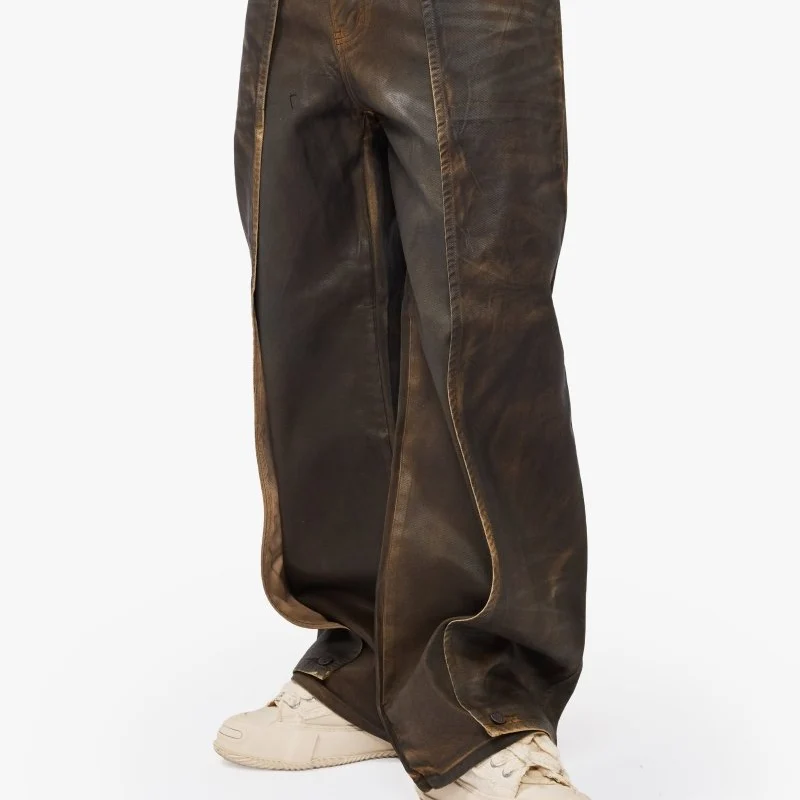 Valabasas Kuni Jeans - Snap-Button Hem Vintage Brown Waxed
