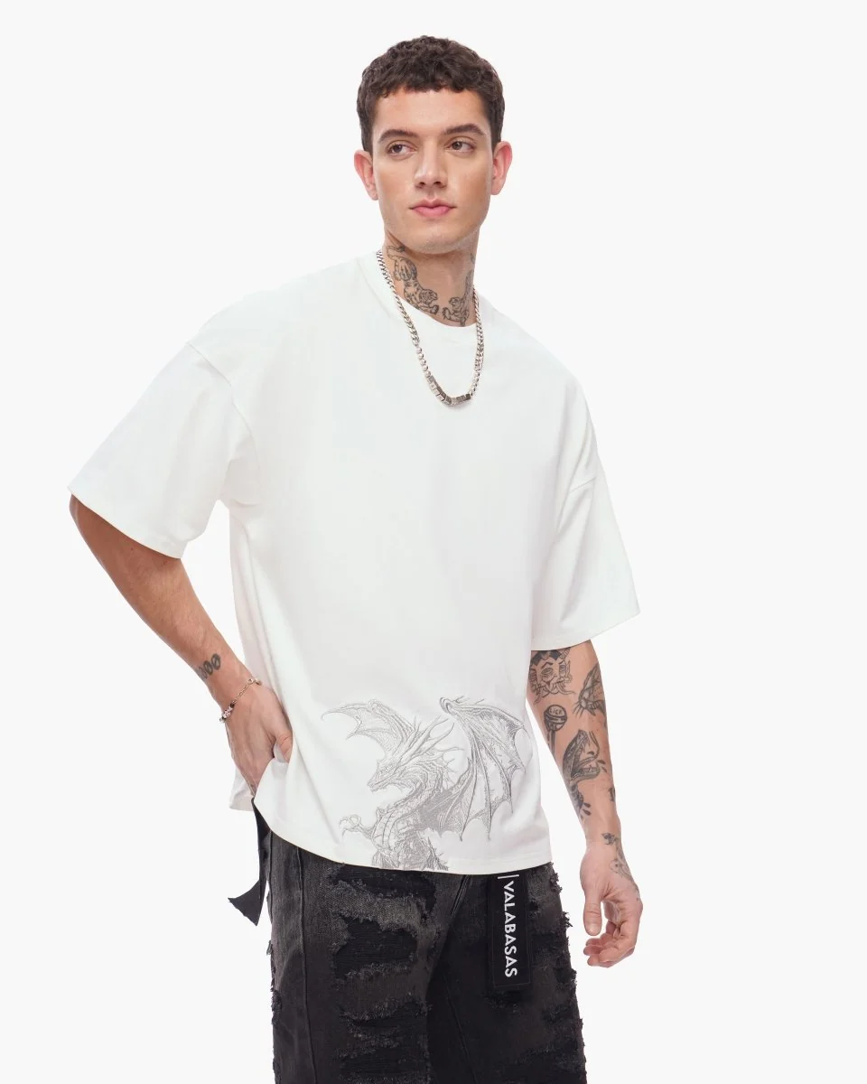 Valabasas Silver Dragon T-Shirt - Drop Shoulder - Image 5