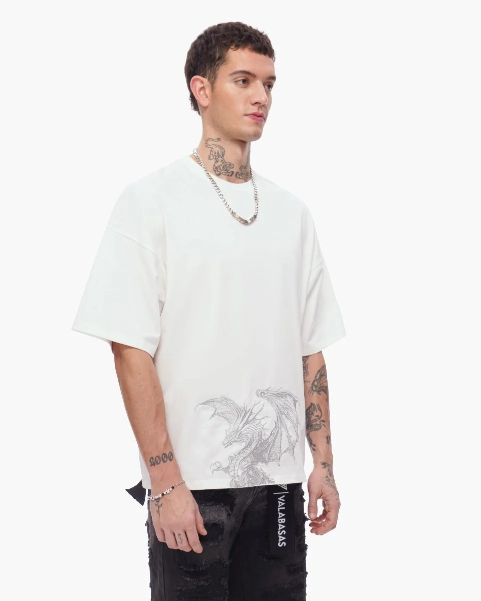 Valabasas Silver Dragon T-Shirt - Drop Shoulder - Image 9