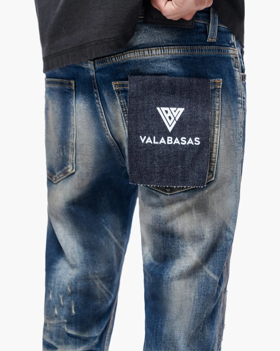 Valabasas Distressed Skinny Jeans - Dark Wash - Image 4