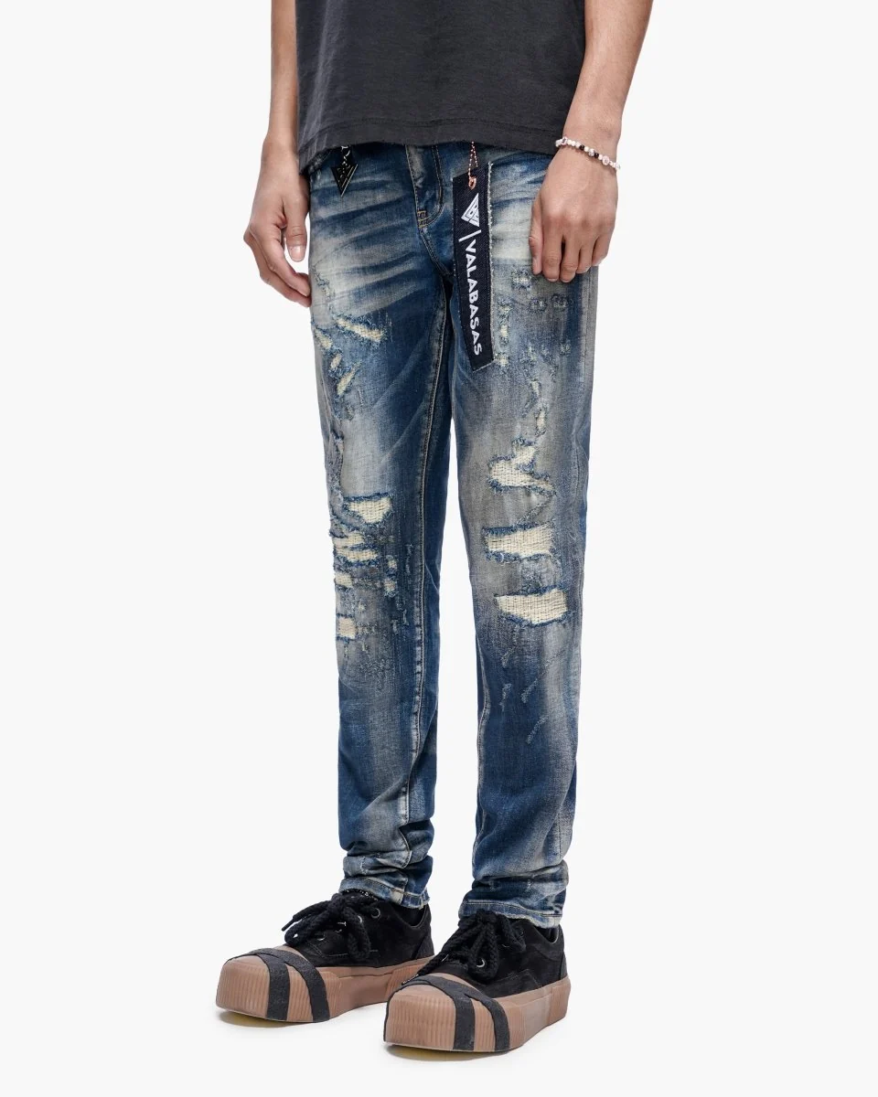 Valabasas Distressed Skinny Jeans - Dark Wash - Image 6