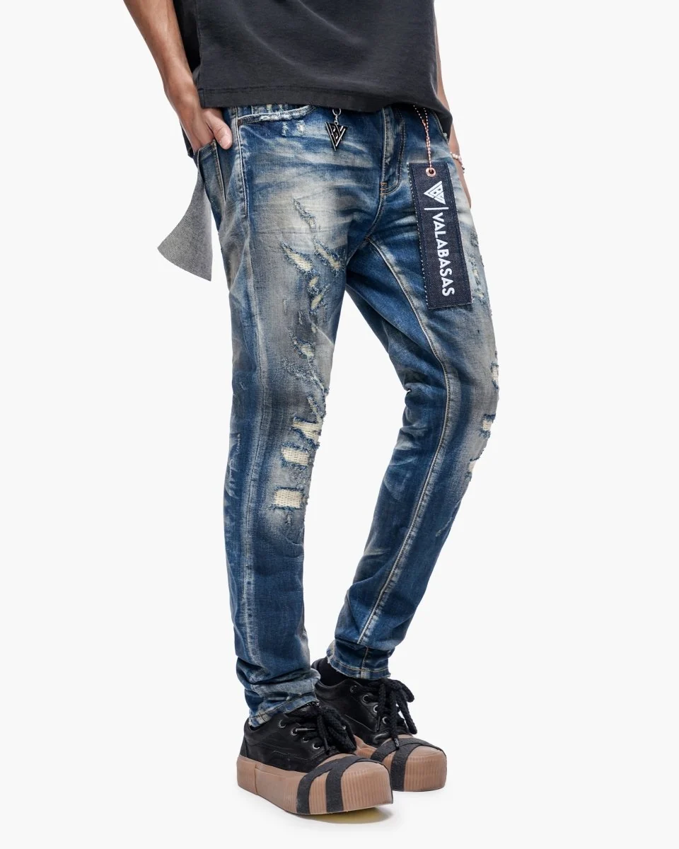 Valabasas Distressed Skinny Jeans - Dark Wash - Image 7