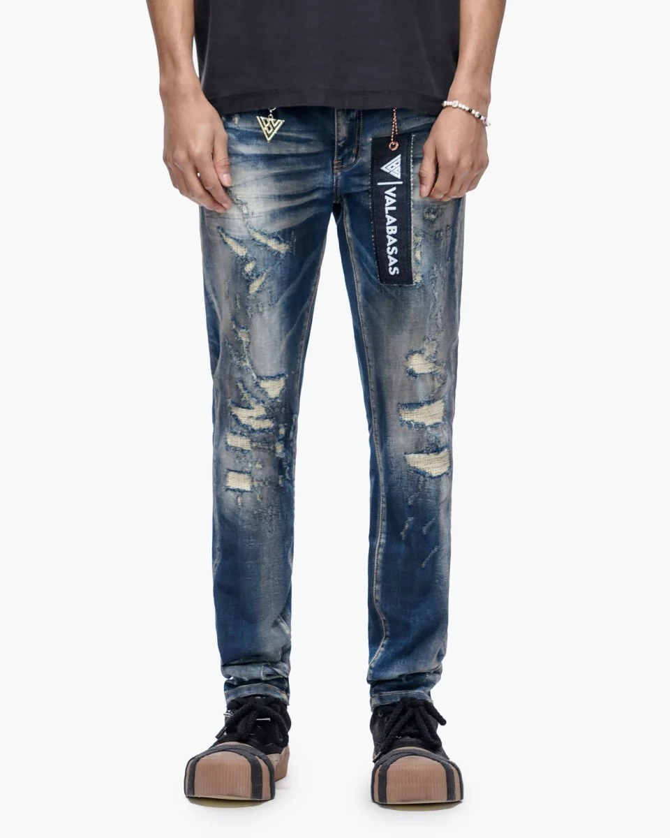Valabasas Distressed Skinny Jeans - Dark Wash - Image 9