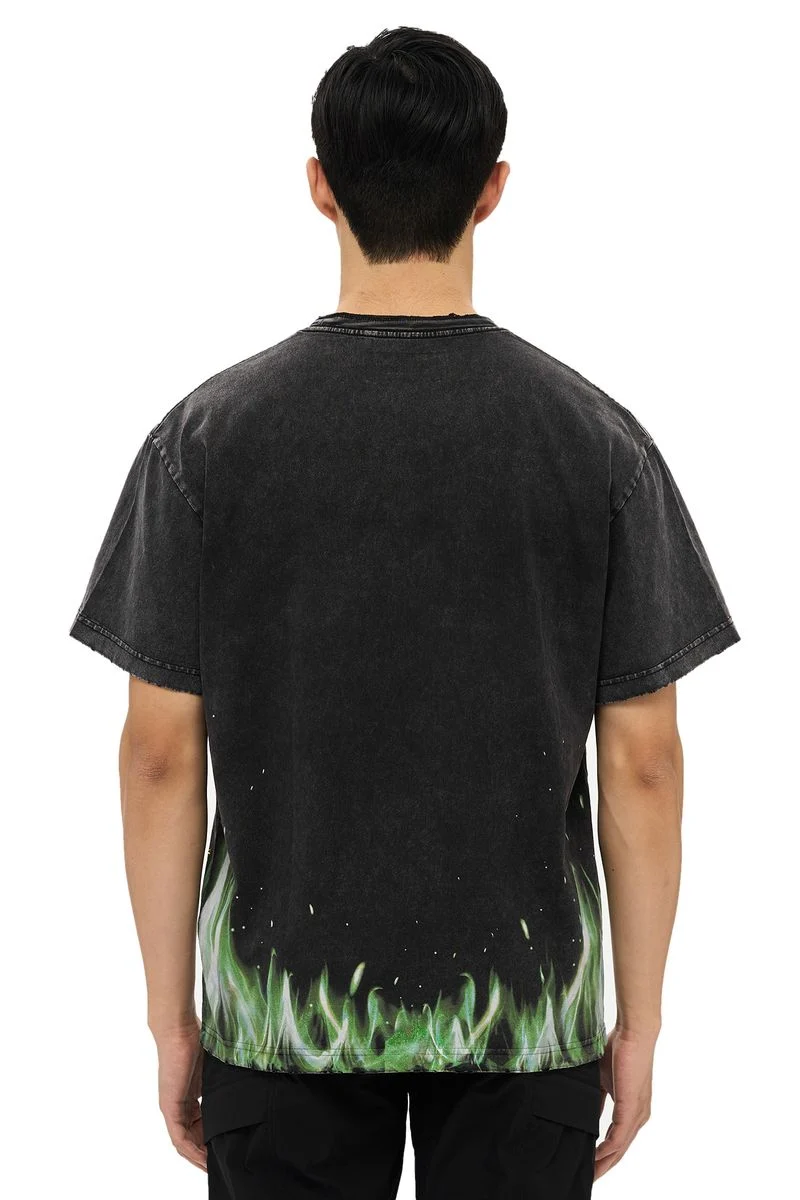 Alpha Style Skull & Fire T-Shirt - Graphic Black - Image 6
