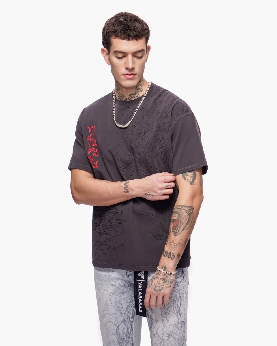 Valabasas Dragon Temple Tee - Washed Grey - Image 8