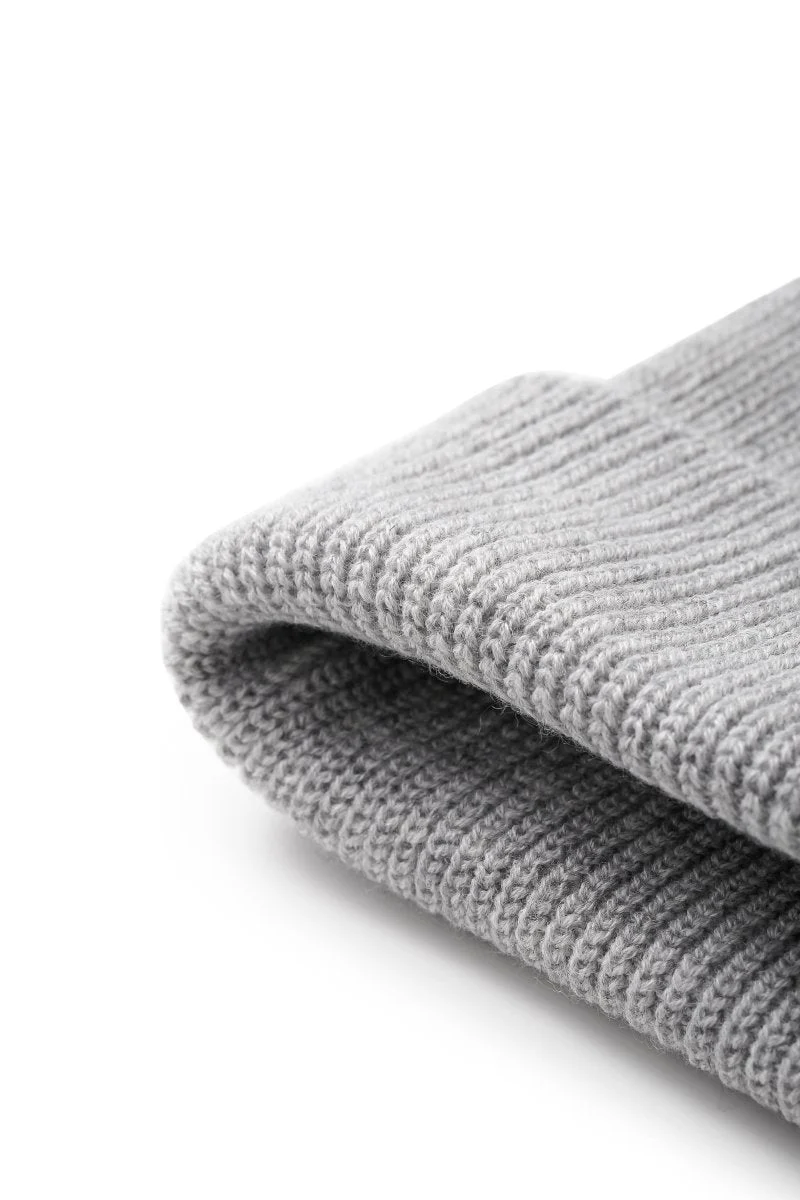 Valabasas Rib-Knit Beanie - Fold-Over Cuff Light Grey - Image 7