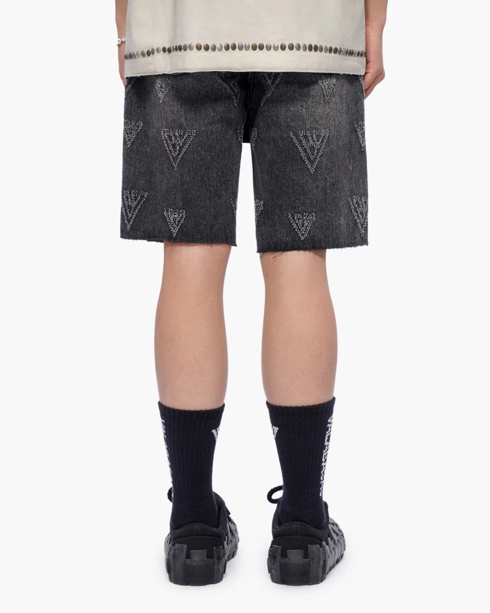 Valabasas Engraved Shorts - Raw Hem Grey Wash - Image 8