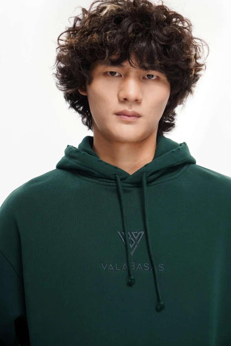 Valabasas Logo Hoodie - Heavyweight Green - Image 6