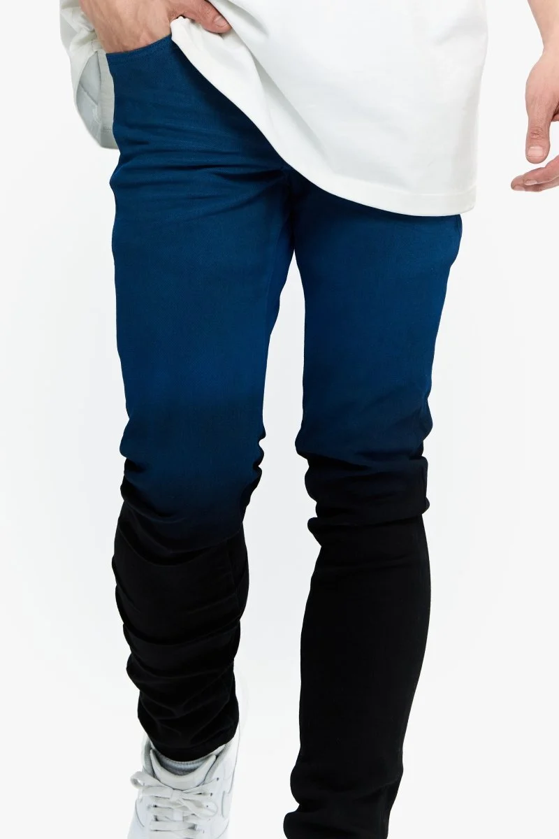 Valabasas Mr. Flex Skinny Men's Jeans - Dual-Tone Color Blue Black - Image 2