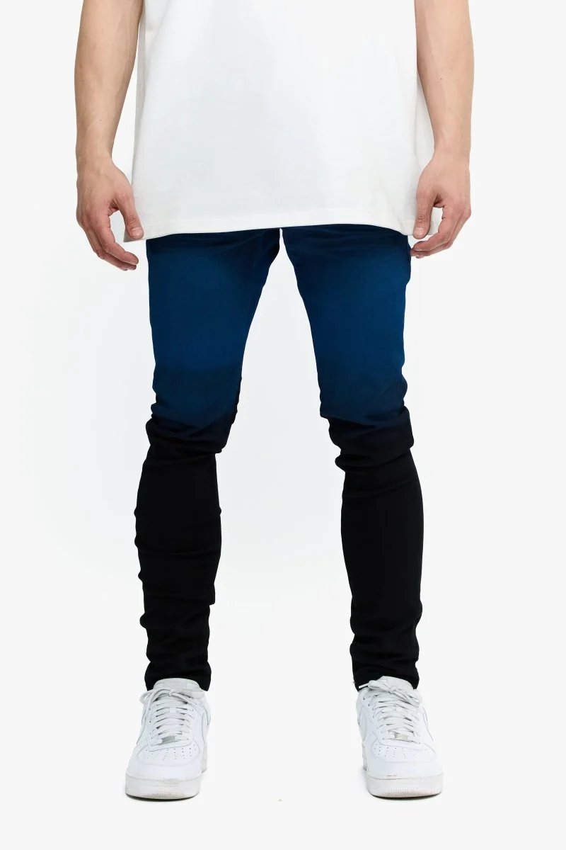 Valabasas Mr. Flex Skinny Men's Jeans - Dual-Tone Color Blue Black - Image 4