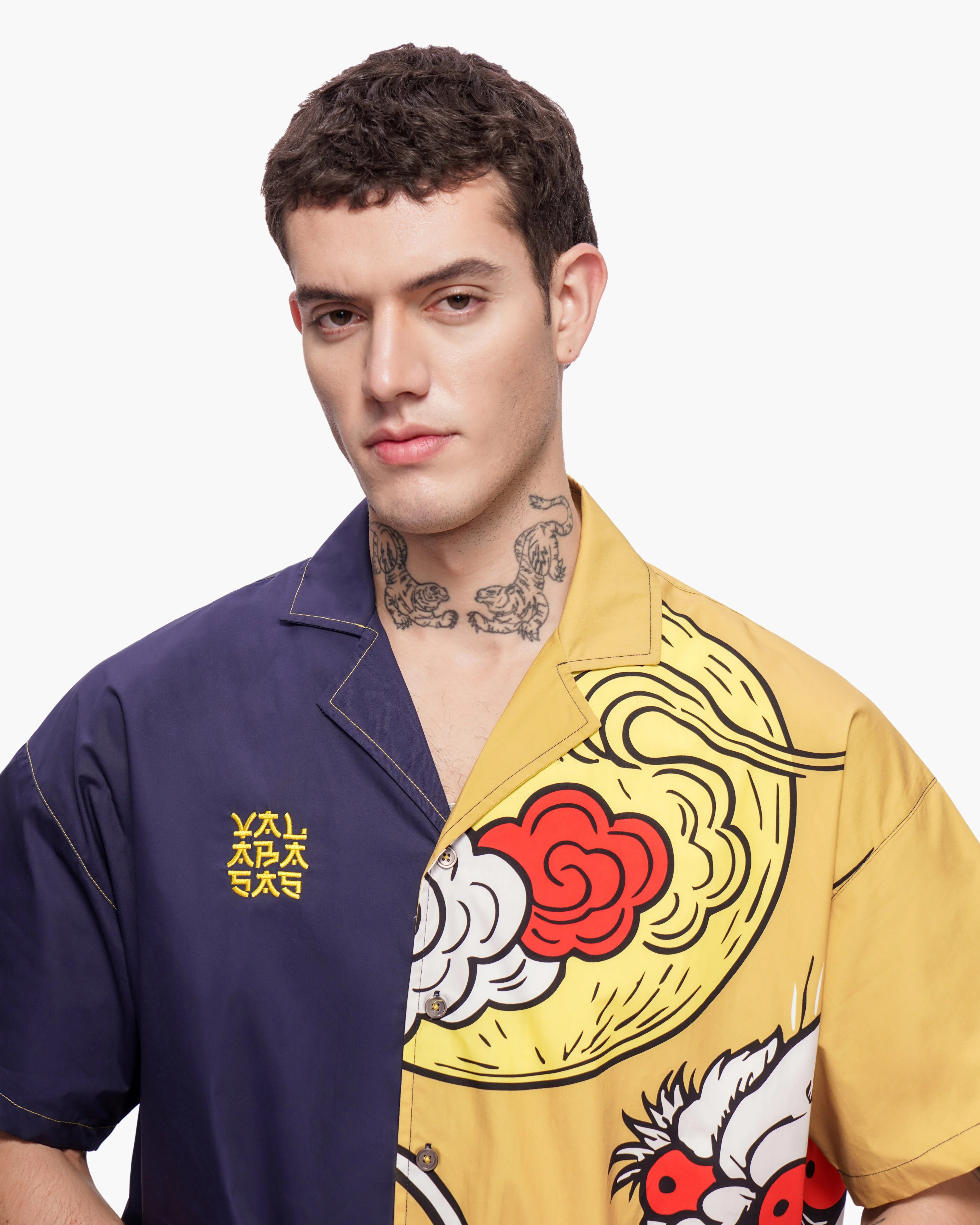 Valabasas Dragon Shirt - Graphic Blue/Mustard - Image 3