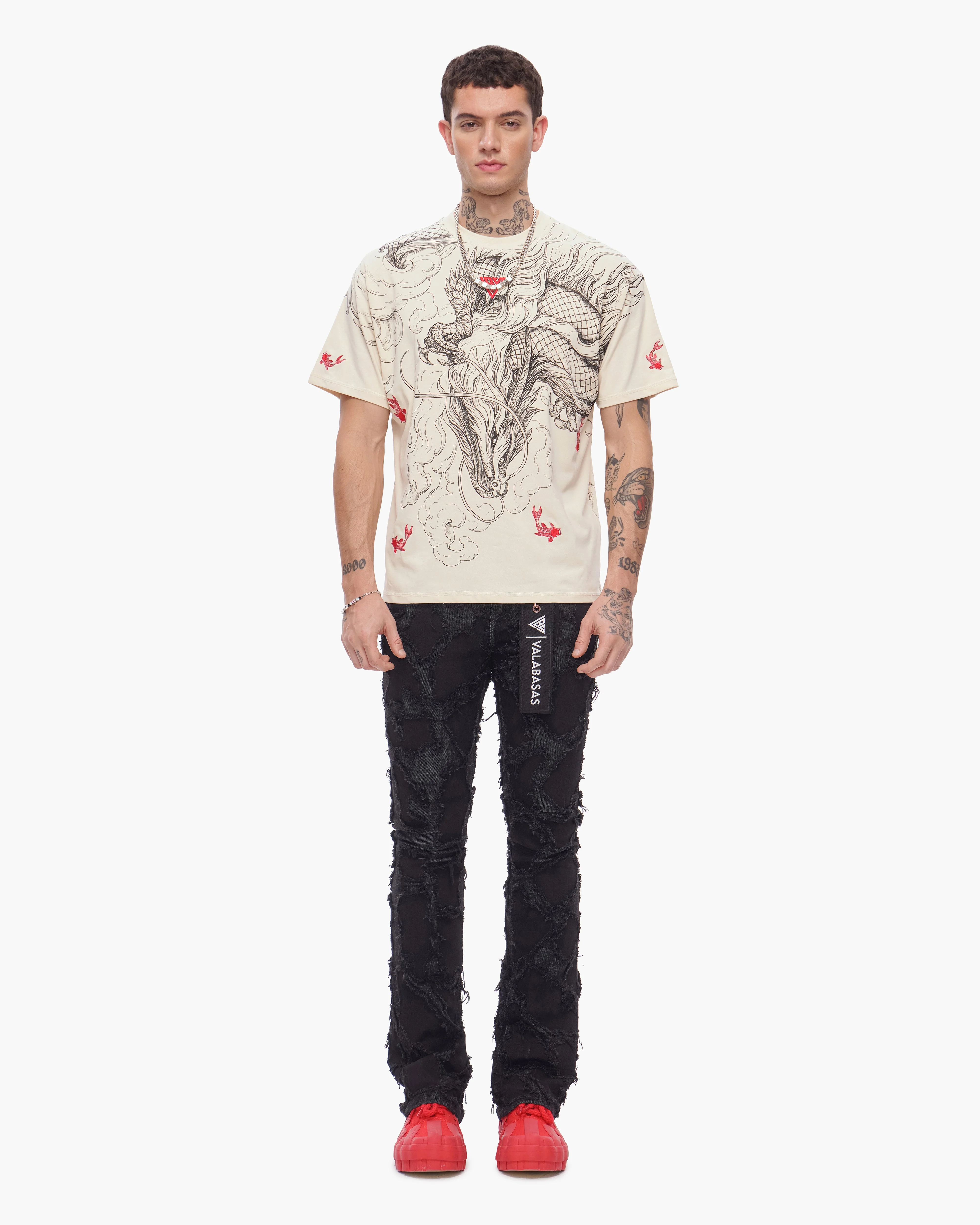 Valabasas Mythic Flow Tee - Graphic Beige - Image 10