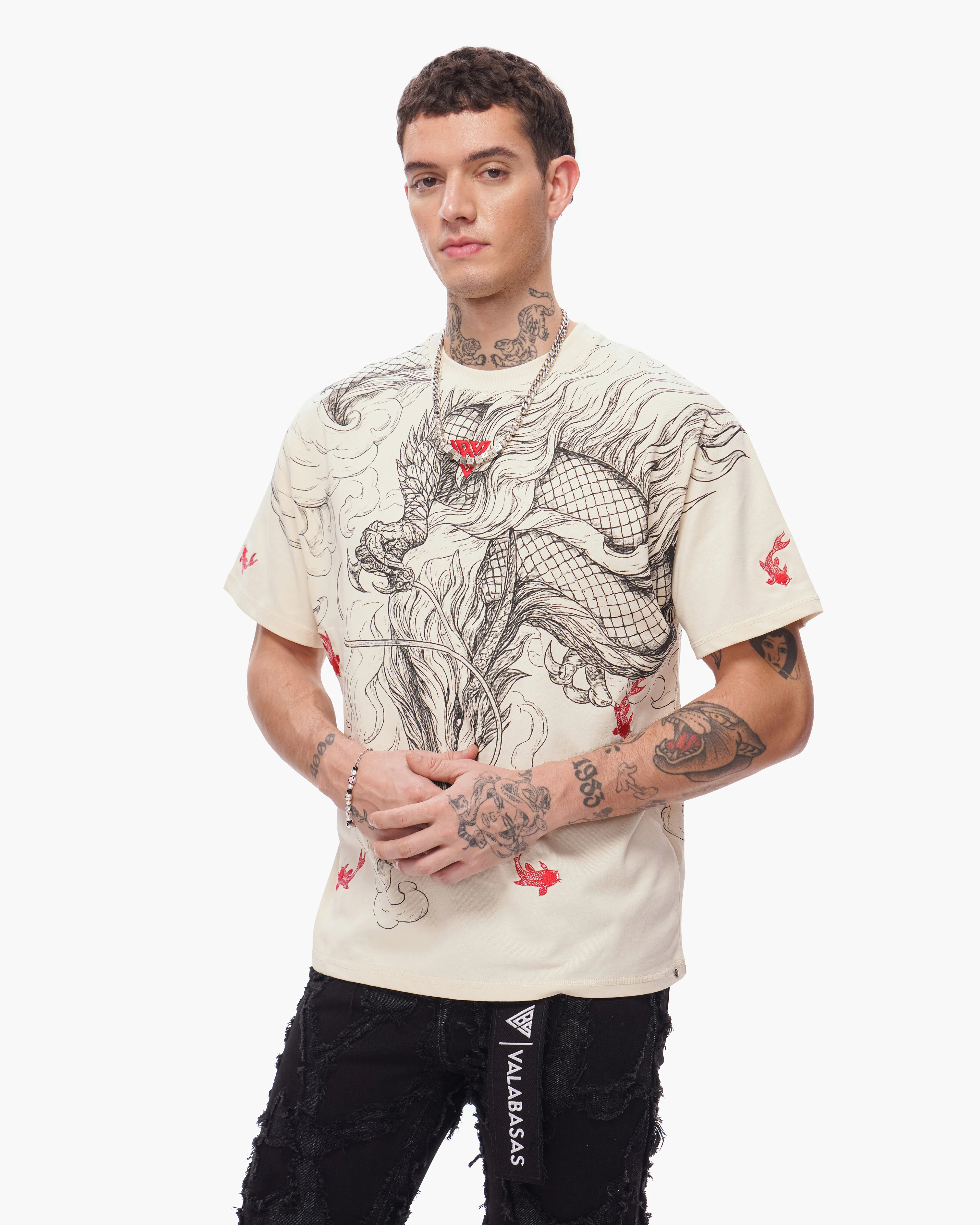 Valabasas Mythic Flow Tee - Graphic Beige - Image 5