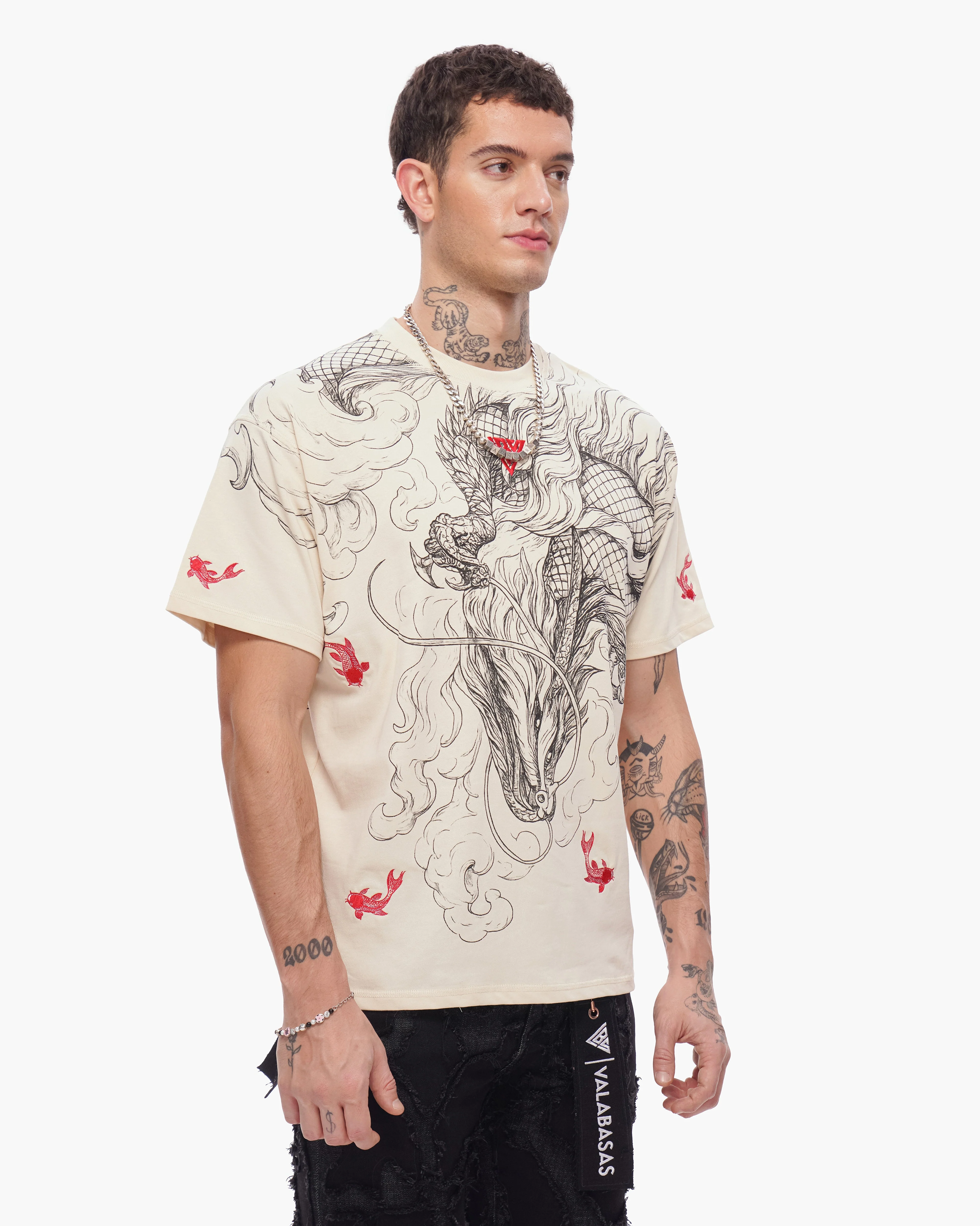 Valabasas Mythic Flow Tee - Graphic Beige - Image 6