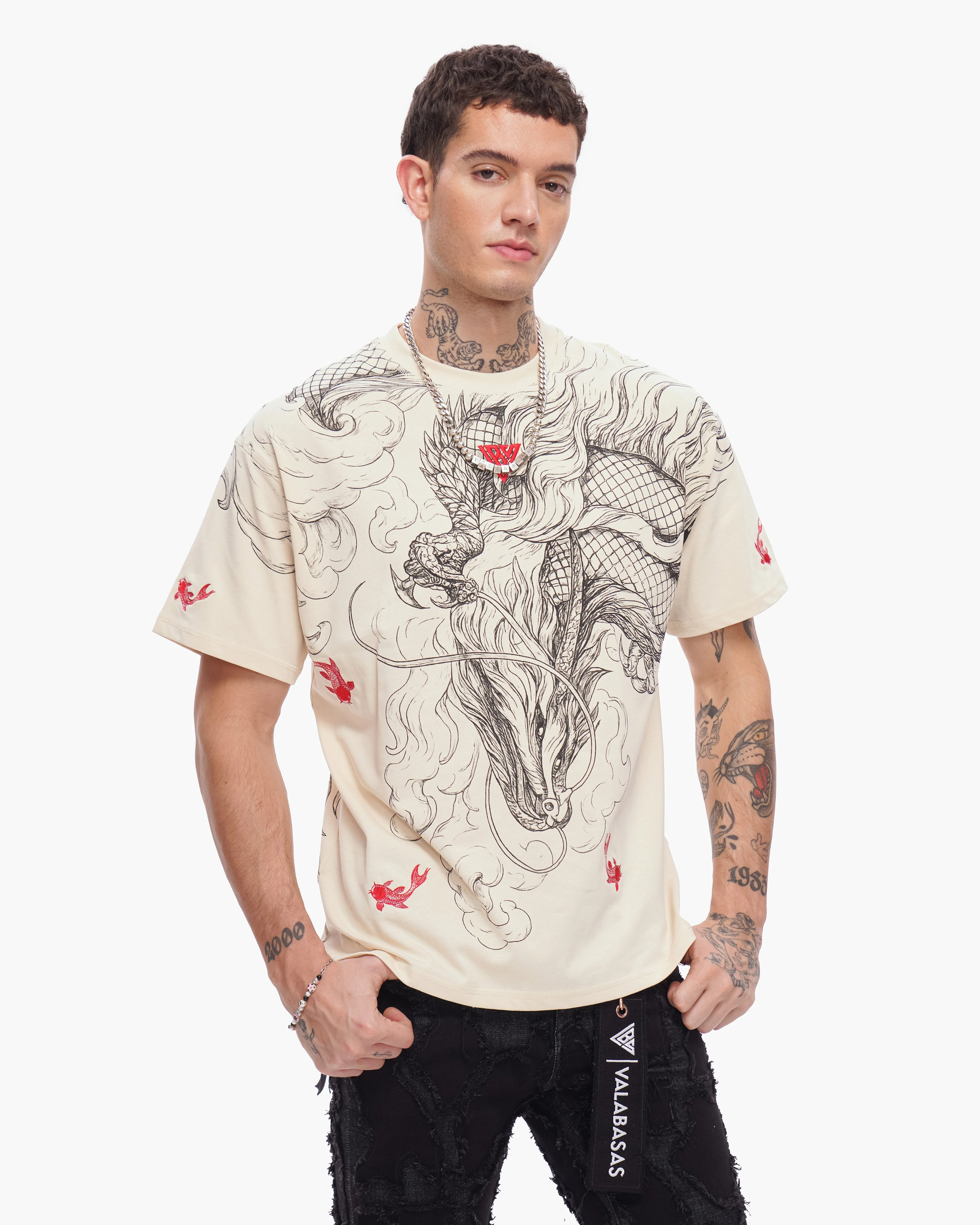 Valabasas Mythic Flow Tee - Graphic Beige - Image 7