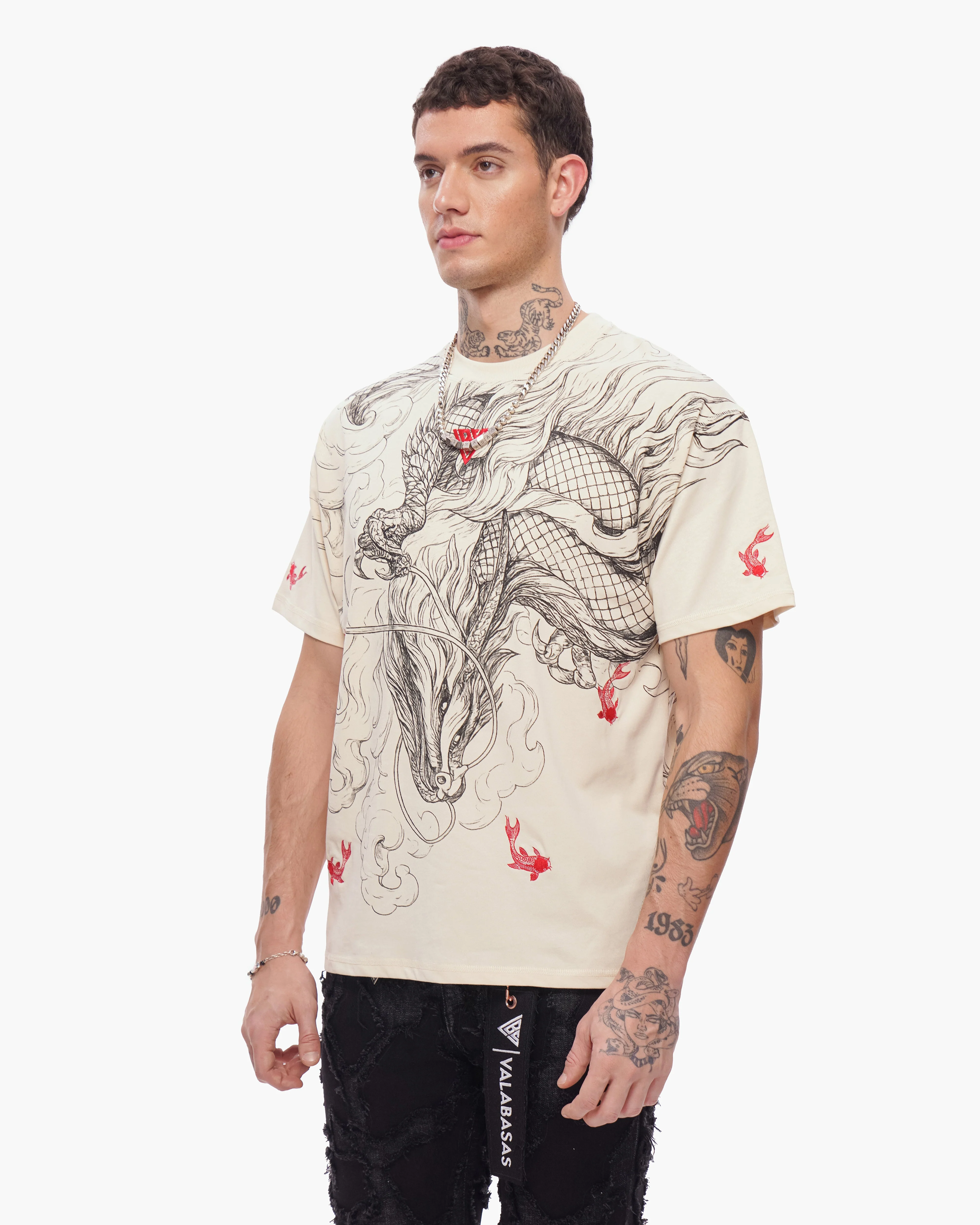 Valabasas Mythic Flow Tee - Graphic Beige - Image 8