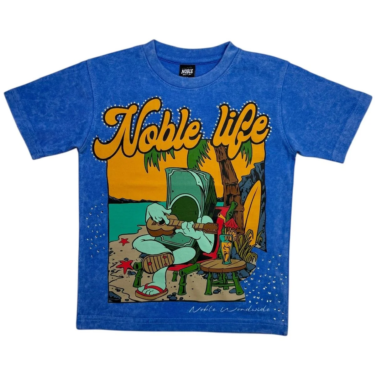 Noble Vacation Youth T-Shirt - Graphic Washed Blue - Image 4