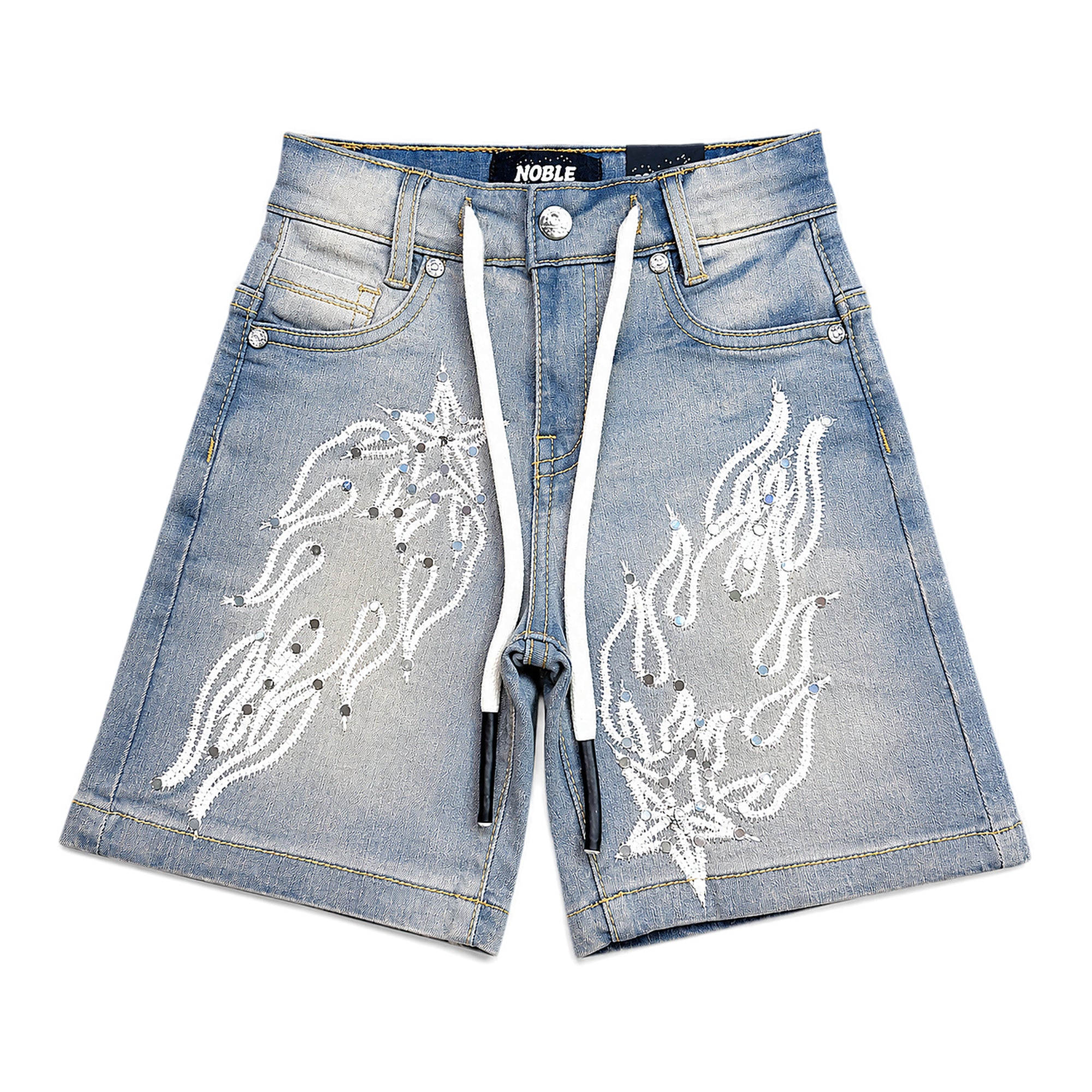 Noble Shooting Stars Kids Shorts - Embroidered Multi