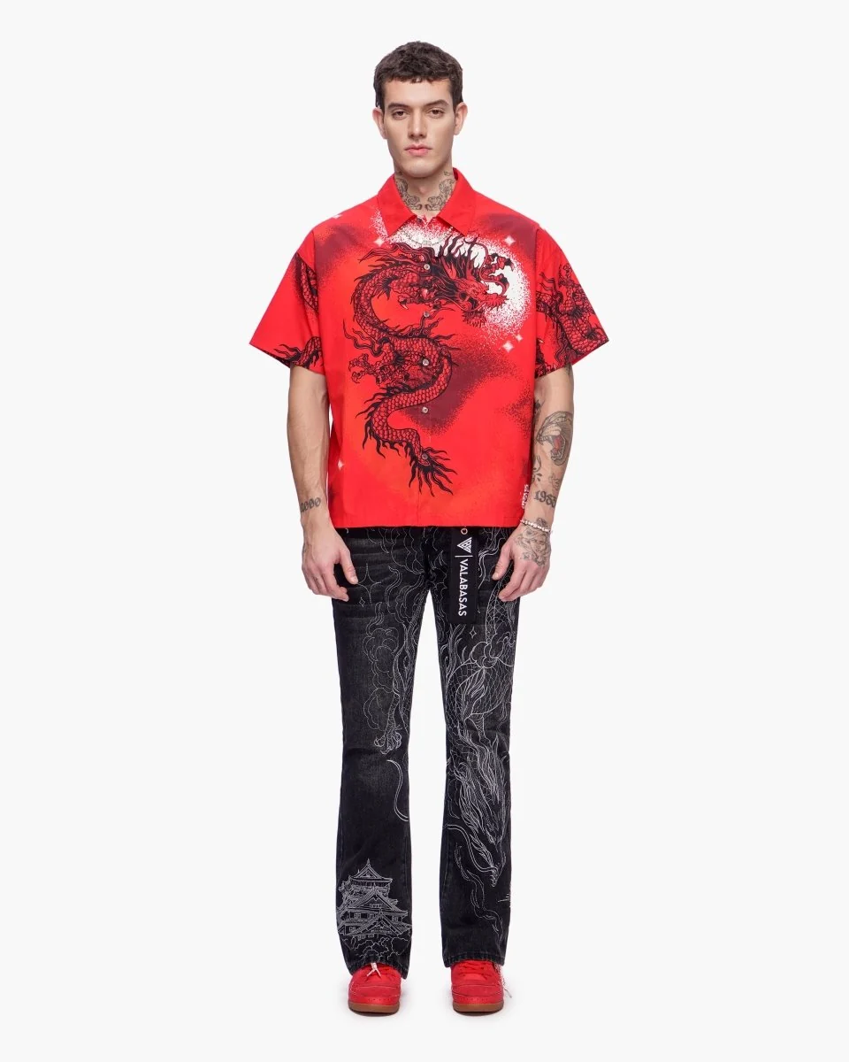Valabasas Dragon Button Down - Graphic Red - Image 11