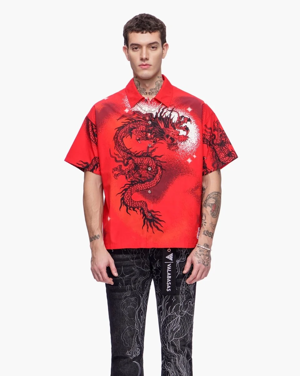 Valabasas Dragon Button Down - Graphic Red - Image 6
