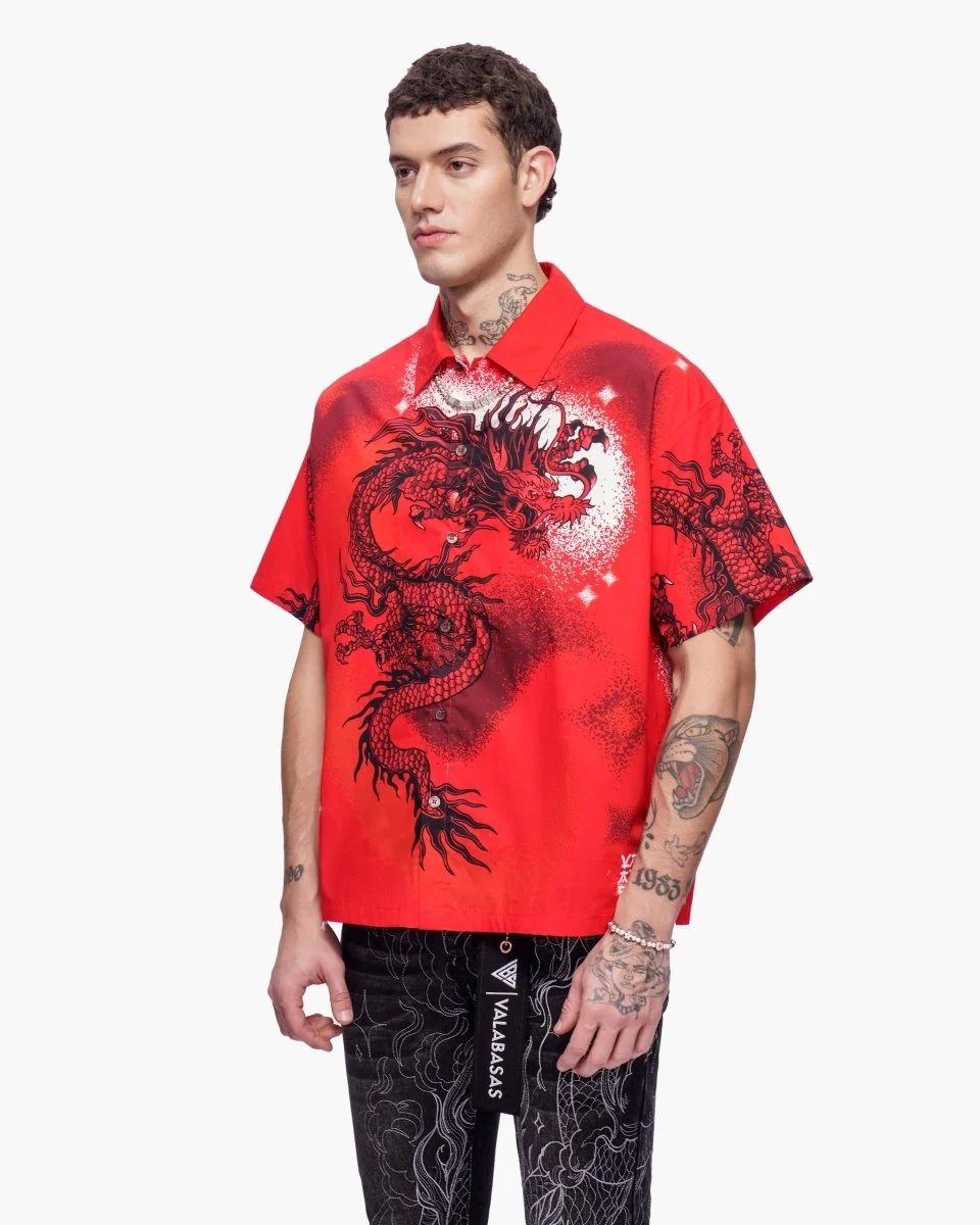 Valabasas Dragon Button Down - Graphic Red - Image 8