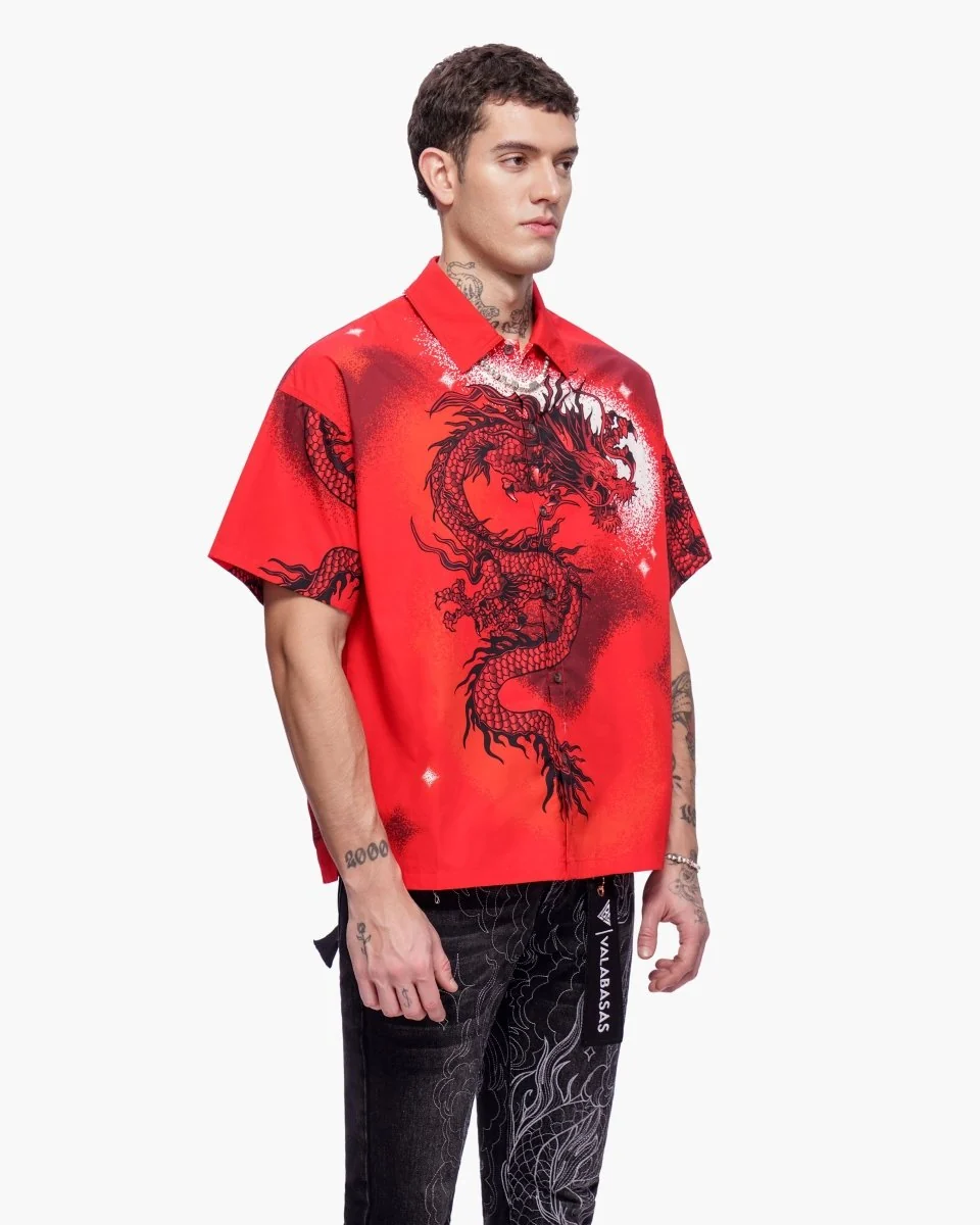 Valabasas Dragon Button Down - Graphic Red - Image 9