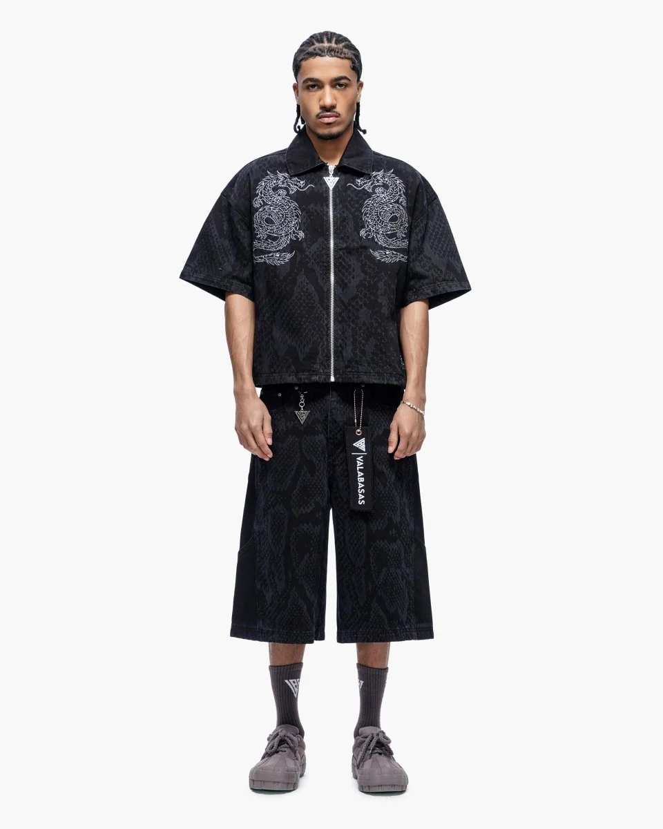 Valabasas Dragon Shirt - Oversized Zip-Up Black Wash - Image 11